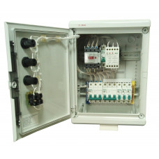 S12RB-F-2/2-8-54 ШУН с конденсаторным пуском с питанием от сети(1ф 220В) для управления 2-я трехфазными насосами(3ф-220В, 0,75 КВт) систем наполнения , работающими в режиме "рабочий+дополнительный"